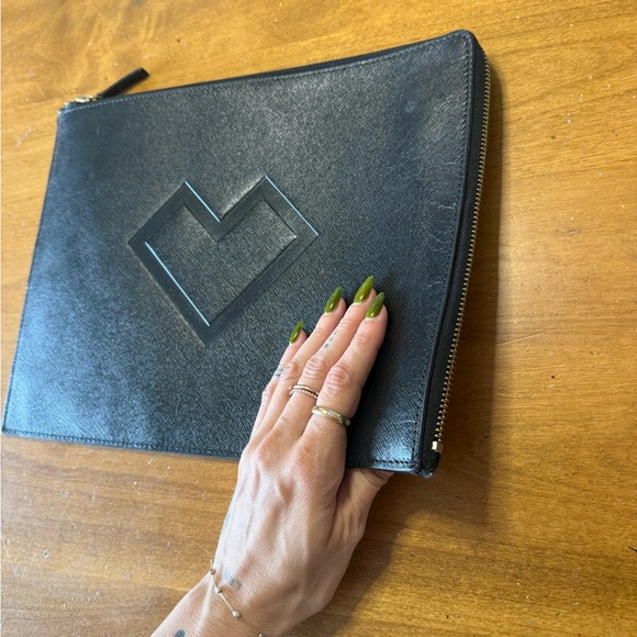 Barneys New York Black Leather Cosmetic Case